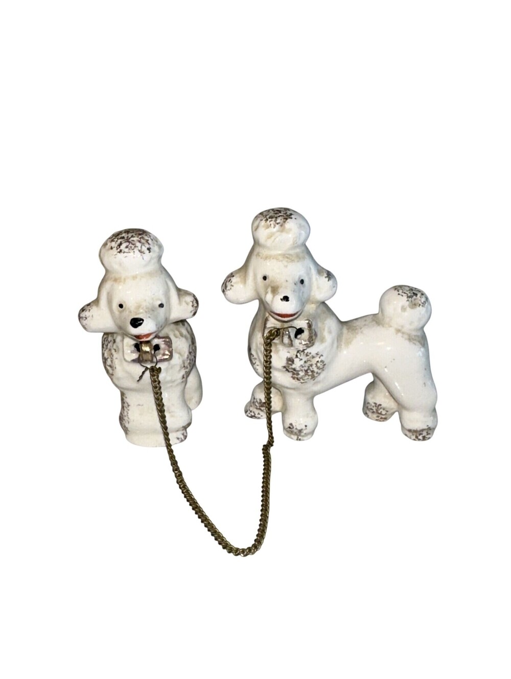 Vintage Arnart Creations Japan Poodle Dog Ceramic Figurines 1950s 2 Puppies Set